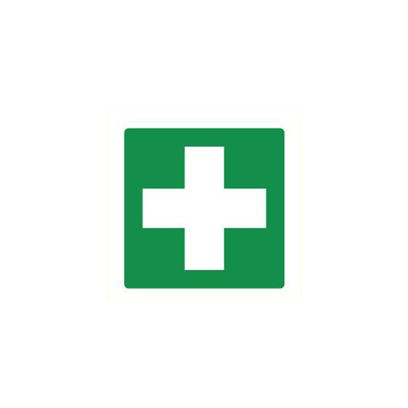 Pictogram sticker EHBO kruis groen/wit 100 x 100 mm