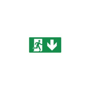 Pictogram bord Nooduitgang Omlaag Rechts 150 x 300 mm