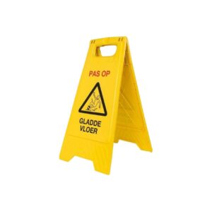 Waarschuwingsbord geel pas op, gladde vloer 240 x 620 mm